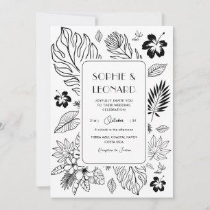 Tropical Leaf Exotic Beach Destination Wedding Invitation