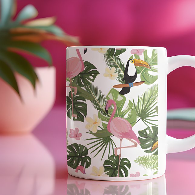 Tropical Leaf Flamingo Coffee Mug (Creator Uploaded)
