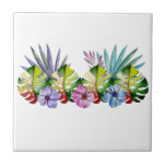 Tropical Leaf Flower Colourful  Hawaiian Ceramic Tile<br><div class="desc">This design was created through digital art. It may be personalised by clicking the customise button and changing the colour, adding a name, initials or your favourite words. Contact me at colorflowcreations@gmail.com if you with to have this design on another product. Purchase my original abstract acrylic painting for sale at...</div>