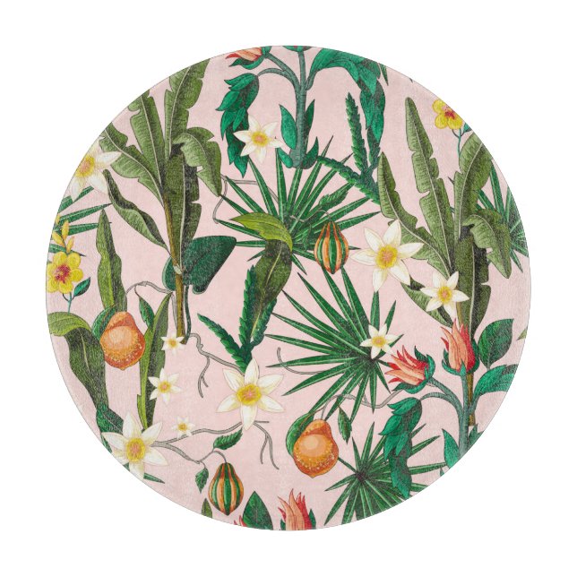 Tropical leaf, flower, fruit pattern. cutting board (Front)