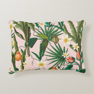 Tropical leaf, flower, fruit pattern. decorative cushion