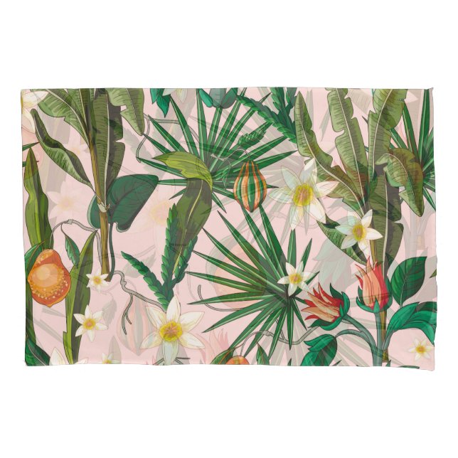 Tropical leaf, flower, fruit pattern. pillowcase (Front)