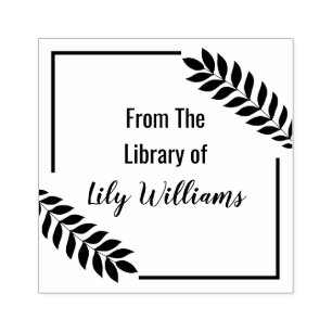 Tropical Leaf From The Library Of Bookplate Rubber Stamp