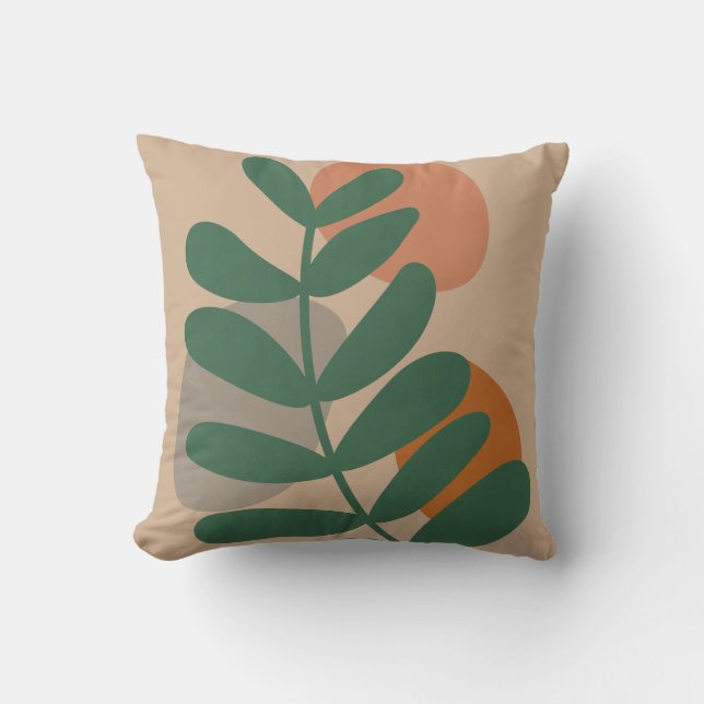 Tropical Leaf I - Earthy Tone, Modern Art Cushion (Front)