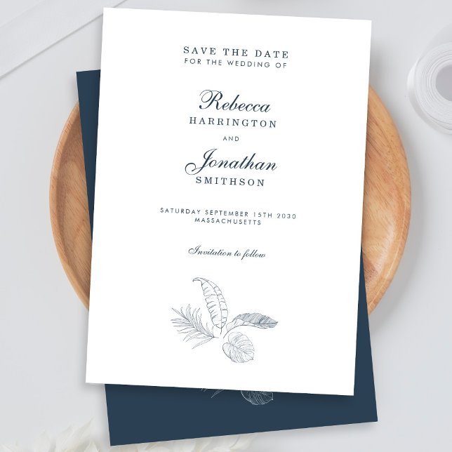 Tropical Leaf Minimal Wedding Save The Date I Invitation (Creator Uploaded)