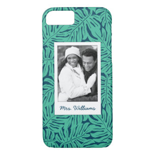 Tropical Leaf Pattern   Add Your Photo & Name iPhone 8/7 Case