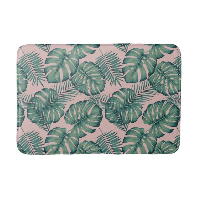 Tropical Leaf Pattern Bath Mat (Front)