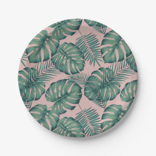 Tropical Leaf Pattern Paper Plate