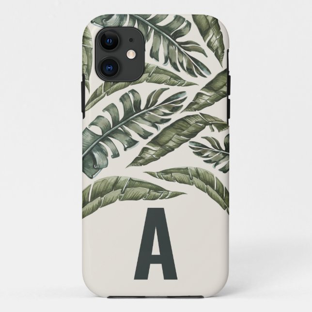 Tropical leaf personalised initial Case-Mate iPhone case (Back)