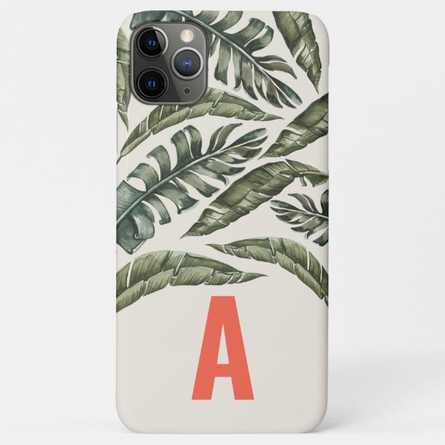 Tropical leaf personalised initial Case-Mate iPhone case (Back)