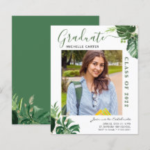 Tropical Leaf Photo Graduation Announcement