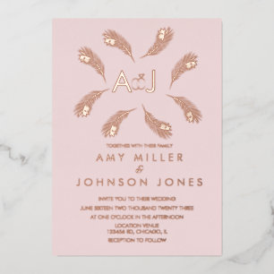 Tropical Leaf Ring Sage Wedding Pressed   Foil Inv