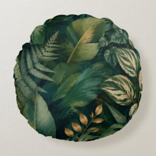 Tropical Leaf Round Floor Pillow