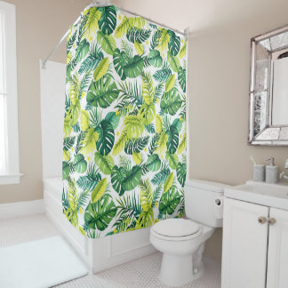 Tropical Leaf Story – Monstera & Banana Leaf Shower Curtain
