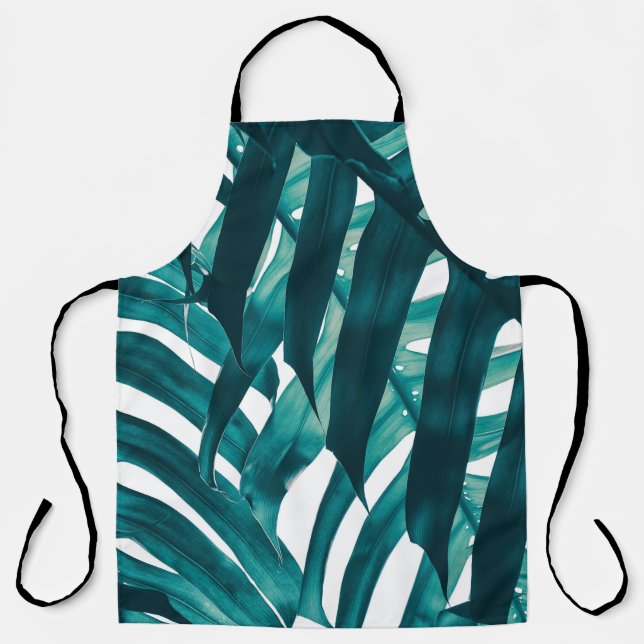 tropical leaf,  stripe of exotic foliage in rain f apron (Front)