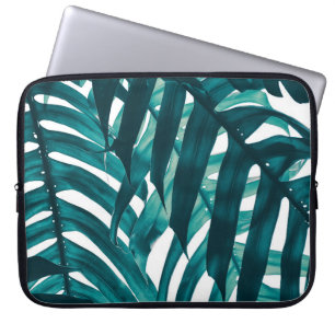 tropical leaf, stripe of exotic foliage in rain f laptop sleeve