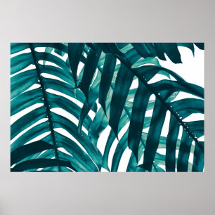 tropical leaf, stripe of exotic foliage in rain f poster