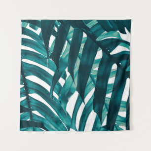 tropical leaf, stripe of exotic foliage in rain f tapestry