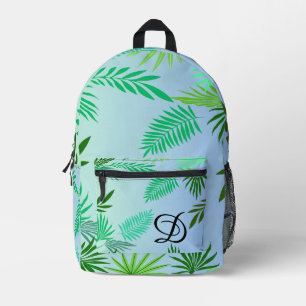 tropical leaf summer greenery leaves safari printed backpack