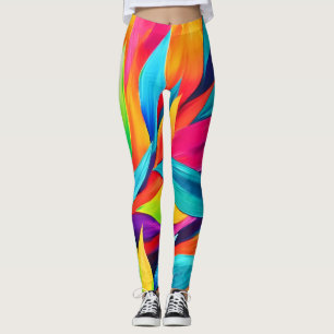 Tropical Leaf Tapestry Painting Leggings