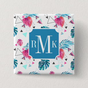 Tropical Leaf Triangle Pattern 15 Cm Square Badge