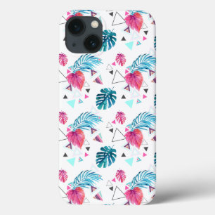Tropical Leaf Triangle Pattern iPhone 13 Case