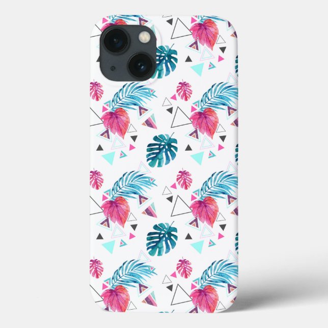 Tropical Leaf Triangle Pattern Case-Mate iPhone Case (Back)