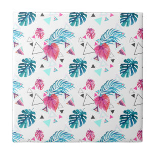 Tropical Leaf Triangle Pattern Ceramic Tile
