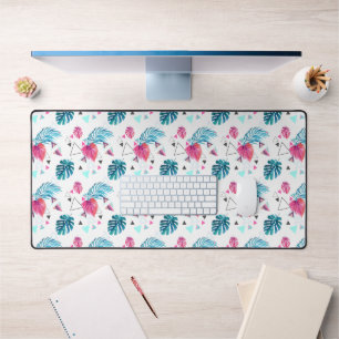Tropical Leaf Triangle Pattern Desk Mat