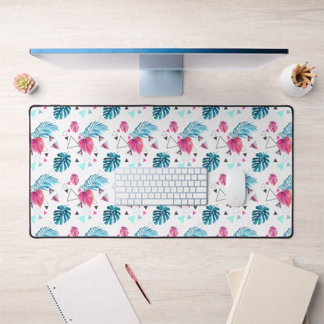 Tropical Leaf Triangle Pattern Desk Mat (Office 1)
