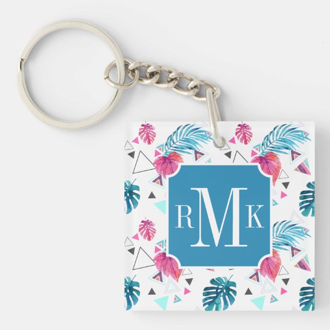 Tropical Leaf Triangle Pattern Key Ring (Front)