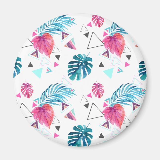 Tropical Leaf Triangle Pattern Magnet (Front)
