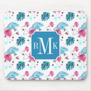 Tropical Leaf Triangle Pattern Mouse Pad