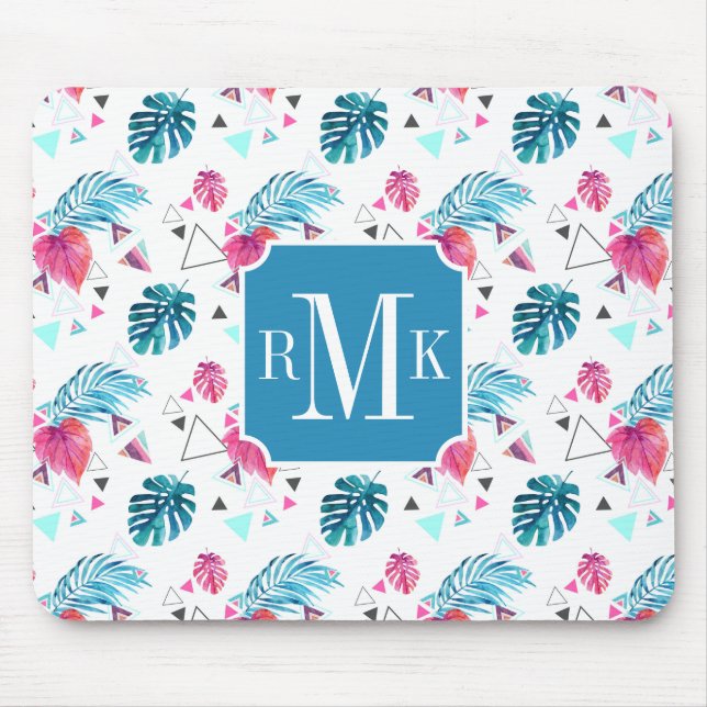 Tropical Leaf Triangle Pattern Mouse Pad (Front)