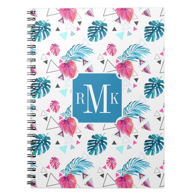 Tropical Leaf Triangle Pattern Notebook (Front)