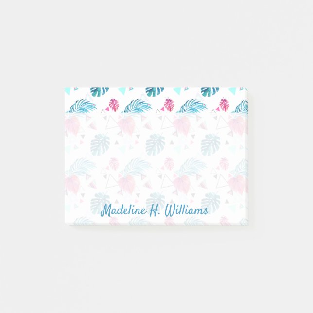 Tropical Leaf Triangle Pattern Post-it Notes (Front)