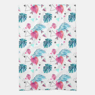 Tropical Leaf Triangle Pattern Tea Towel