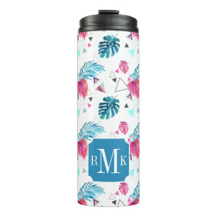 Tropical Leaf Triangle Pattern Thermal Tumbler