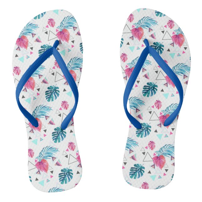 Tropical Leaf Triangle Pattern Thongs (Footbed)
