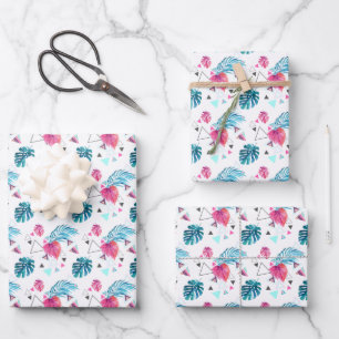 Tropical Leaf Triangle Pattern Wrapping Paper Sheet