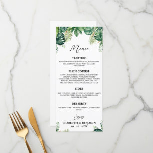 Tropical Leaf Wedding Buffet Menu 