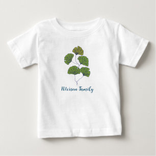 Tropical Leaf with Perosnalized Family name Baby T-Shirt