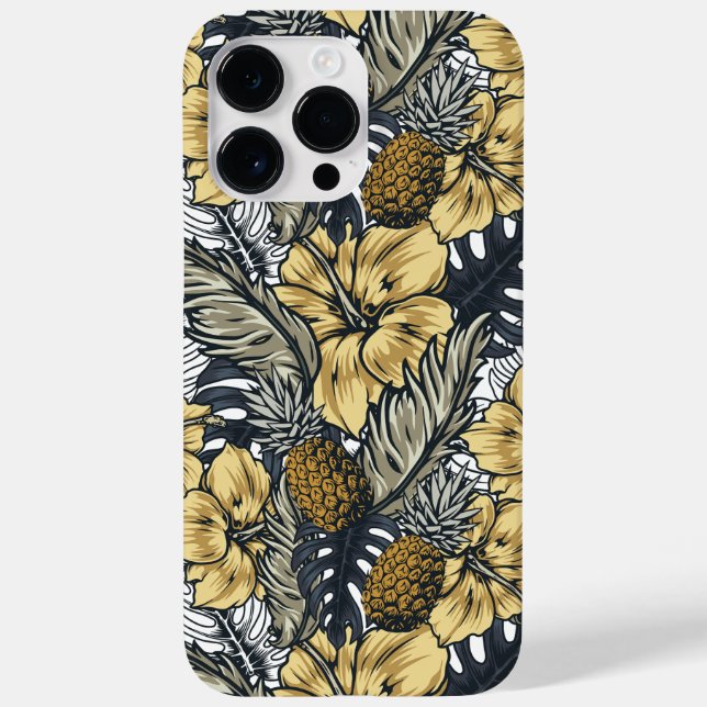Tropical Leafs and Flowers Pattern Case-Mate iPhone Case (Back)