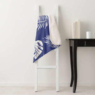 Tropical leaves 15 sherpa blanket