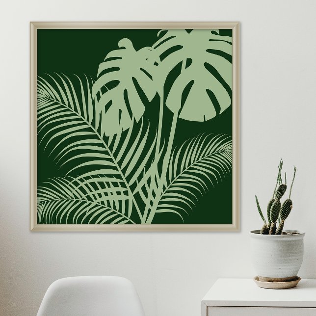 Tropical Leaves 1 Dark Green Modern Art Print (Creator Uploaded)