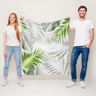 Tropical leaves 1 fleece blanket