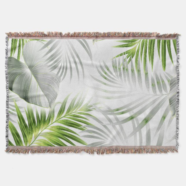 Tropical leaves 1 throw blanket (Front)