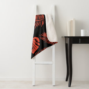 Tropical leaves 21 sherpa blanket