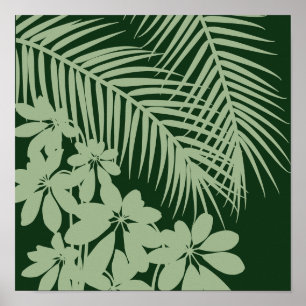 Tropical Leaves 3 Dark Green Modern Art Print