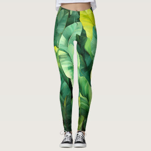 Tropical Leaves Abstract Botanical Jungle Nature Leggings